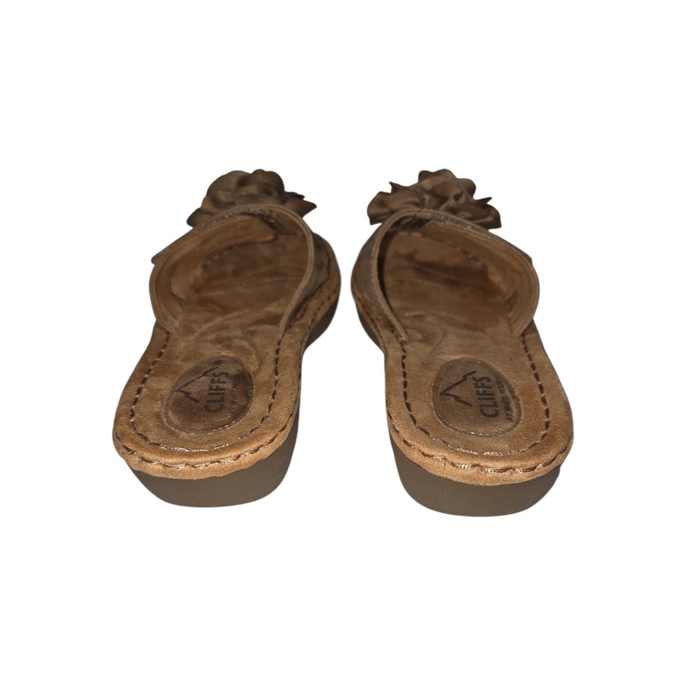 Cliffs Sandals Women 7.5 Mocha Casmyn Slide Flower Accent C39133 Brown Textile - Picture 7 of 8